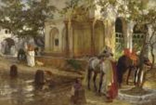 At The Fountain Oil Painting by Frederick Arthur Bridgman