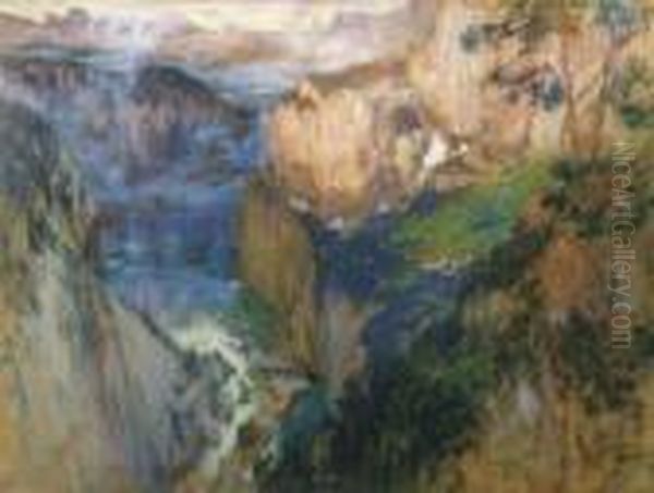 Rocky Landscape Oil Painting by Frederick Arthur Bridgman