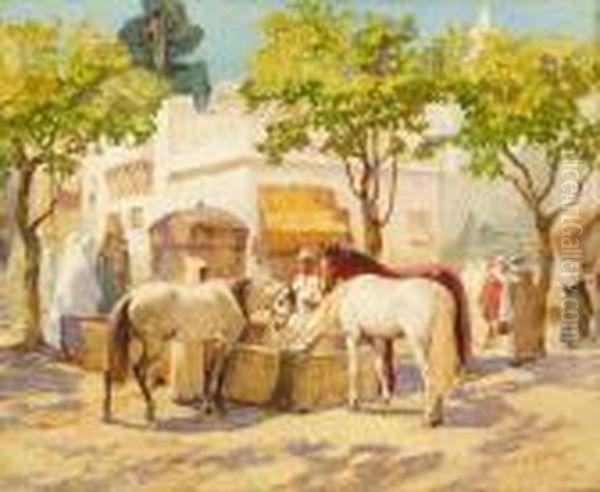 Fountain Algiers Oil Painting by Frederick Arthur Bridgman