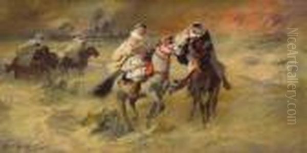 ''sandstorm In Biskya'' Oil Painting by Frederick Arthur Bridgman