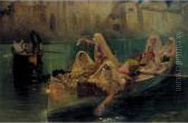 The Harem Boats Oil Painting by Frederick Arthur Bridgman