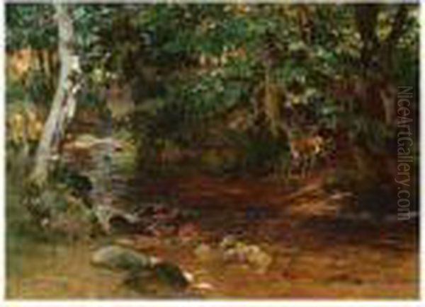 The Stream At Divonne Oil Painting by Frederick Arthur Bridgman