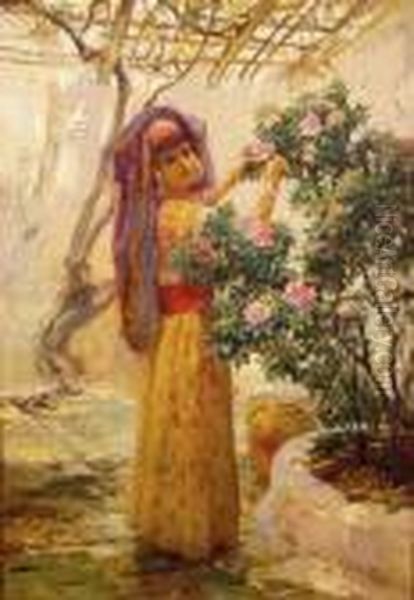 In The Courtyard Oil Painting by Frederick Arthur Bridgman