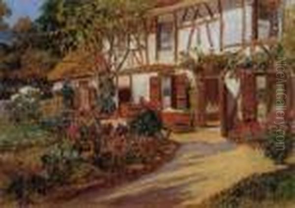 Maison Fleurie En Normandie Oil Painting by Frederick Arthur Bridgman