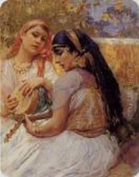 Two Women Oil Painting by Frederick Arthur Bridgman