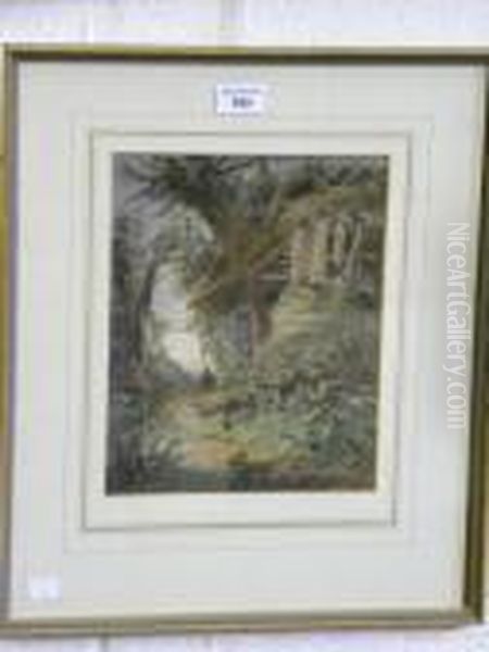 Bright A Ruined Cottage Oil Painting by Henry Bright