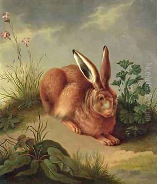 Hare Oil Painting by Johann Gottlieb Hackert