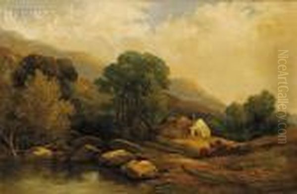 A Cottage In North Wales Oil Painting by Henry Bright