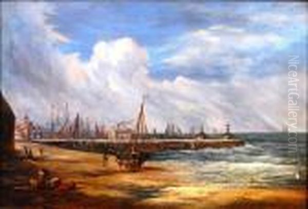 Theharbour At Great Yarmouth Oil Painting by Henry Bright