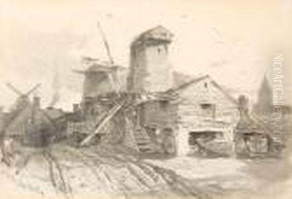 French Saw Mills Oil Painting by Henry Bright