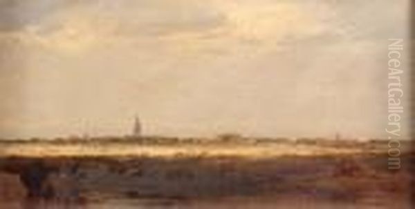 Panoramic View Of Yarmouth From The Marshes Oil Painting by Henry Bright