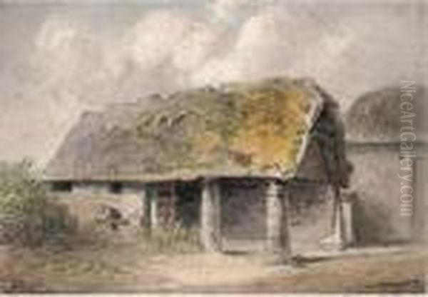 Study Of A Rustic Hut Oil Painting by Henry Bright