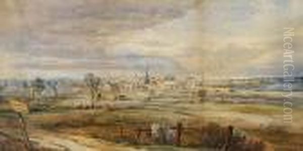 View Of Lowestoft From Kirkley Oil Painting by Henry Bright