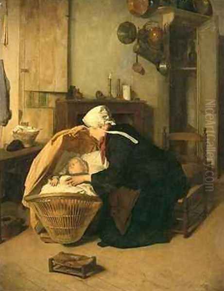 The Young Mother Oil Painting by Jacques Gustave Hamelin