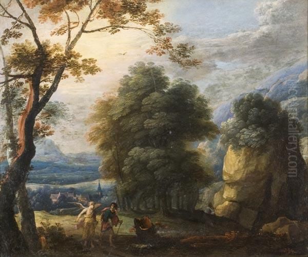 Paesaggio Con Tobiolo E L'angelo Oil Painting by Paul Bril