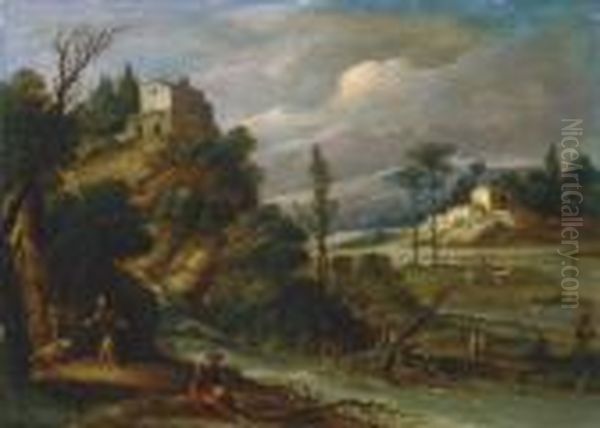 Sudliche Landschaft Miteremiten Und Einer Hochgelegenen Kapelle Oil Painting by Paul Bril