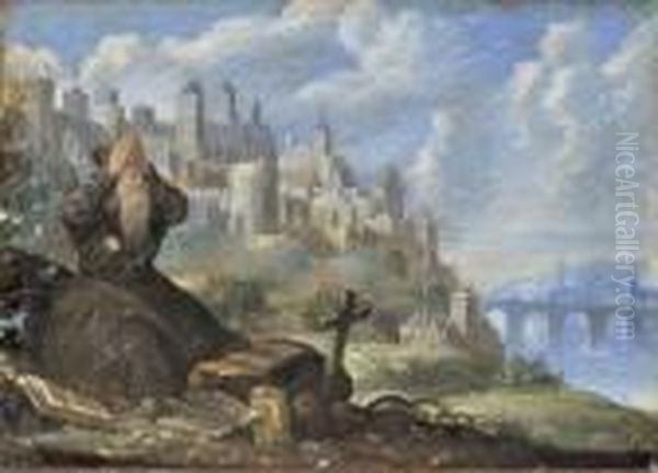 Ezechiel Devant Jerusalem Oil Painting by Paul Bril