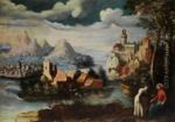 Landschaft Mit Der Versuchung Christi Oil Painting by Paul Bril