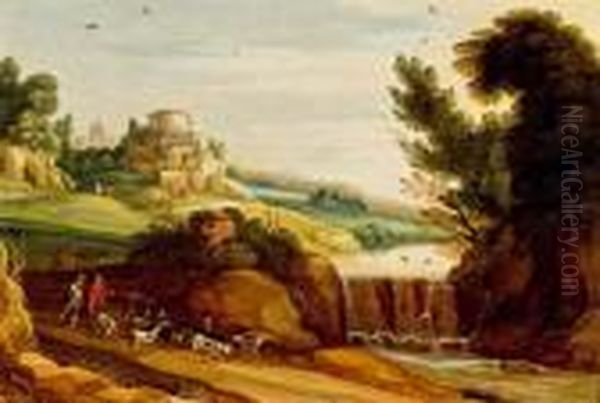 Flusslandschaft Mit Wasserfall Oil Painting by Paul Bril