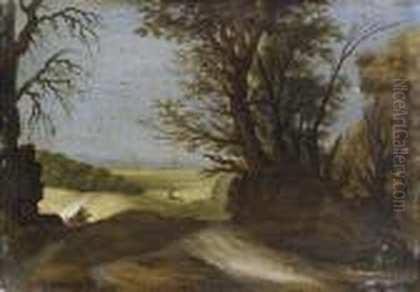 Paesaggio Boscoso Con Cavaliere Oil Painting by Paul Bril