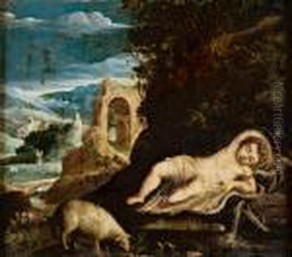 Paesaggio Con San Giovannino Dormiente Oil Painting by Paul Bril