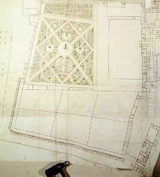 Site plan and survey of The Wilderness Hampton Court Oil Painting by Nicholas Hawksmoor