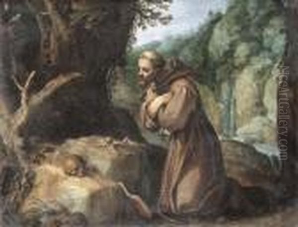 Saint Francis In The Wilderness Oil Painting by Paul Bril