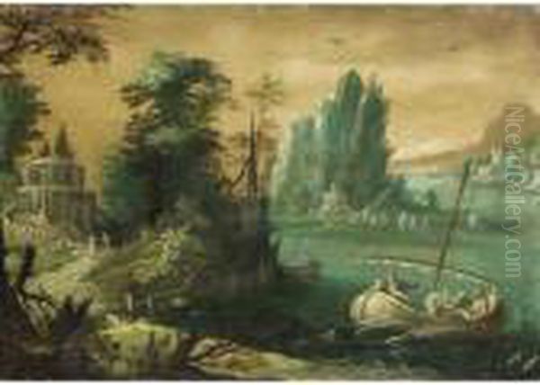 Landscape With The Miraculous Draft Of Fish Oil Painting by Paul Bril