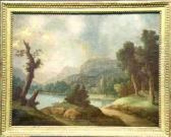 Landscape With Figures By A Lake Oil Painting by Paul Bril