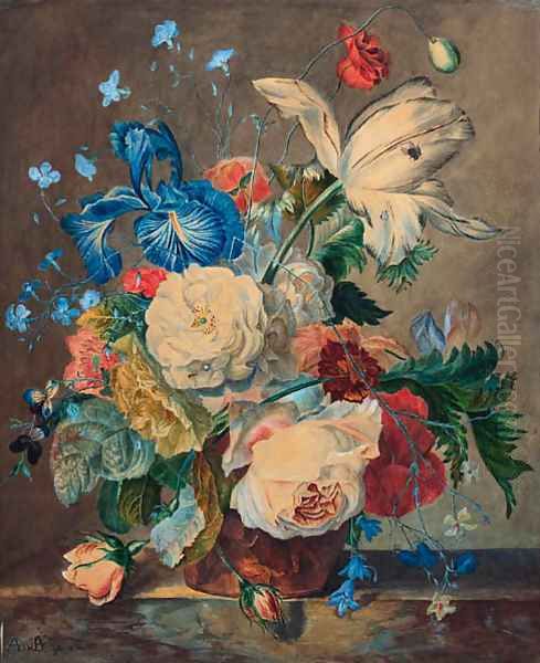 A still life of flowers Oil Painting by Jan Van Huysum