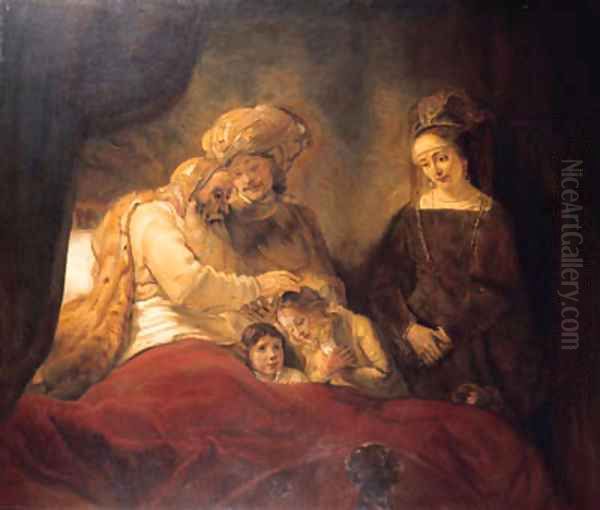 Jacob blessing the sons of Joseph Oil Painting by Hermann Hirsch