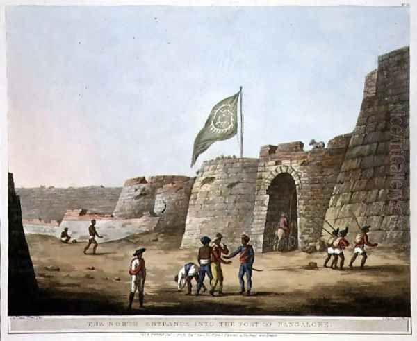 The North Entrance into the Fort of Bangalore Oil Painting by Hunter, Lieutenant James