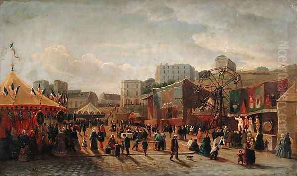 A Fair Place Saint Pierre Montmartre in 1861 Oil Painting by Hubert