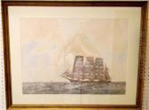 Masted Ship Oil Painting by Arthur John Trevor Briscoe