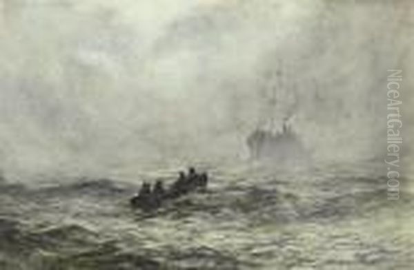 Thick Weather, Picking Up The Pilot Oil Painting by Arthur John Trevor Briscoe