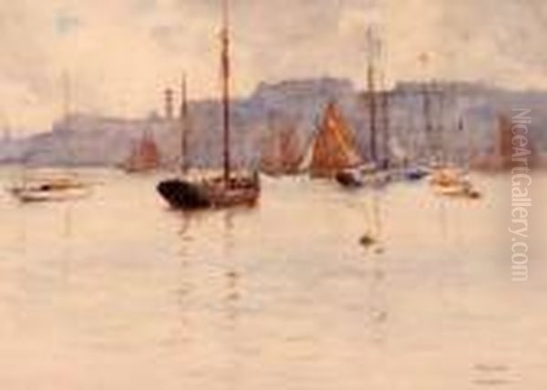 In Plymouth Sound Oil Painting by Arthur John Trevor Briscoe