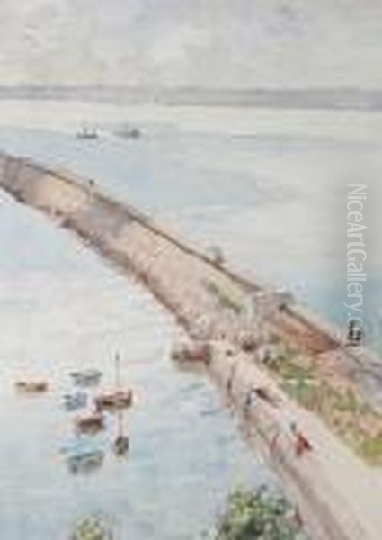 The Jetty Oil Painting by Arthur John Trevor Briscoe