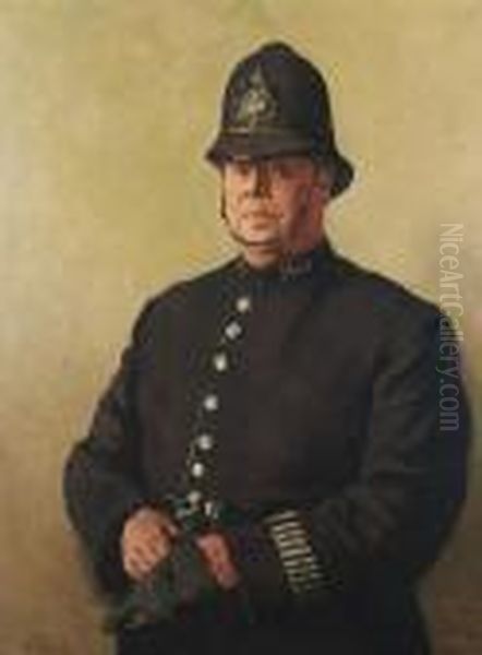 Portrait Of Constable Horace Hood. Oil Painting by Arthur John Trevor Briscoe