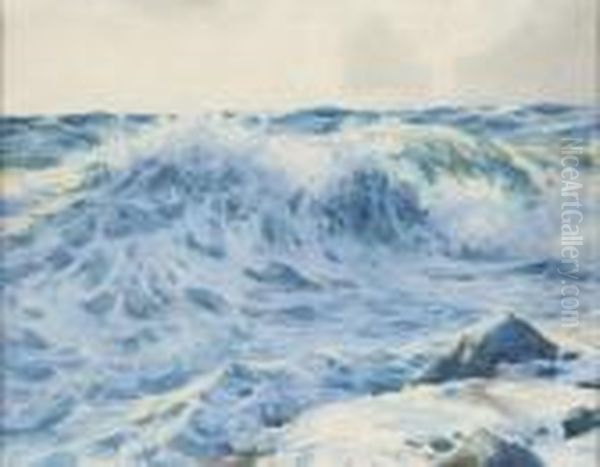 Study Of Waves Oil Painting by Arthur John Trevor Briscoe