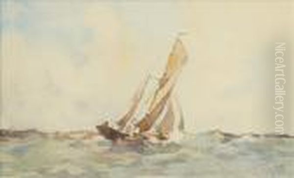 Small Schooners Oil Painting by Arthur John Trevor Briscoe