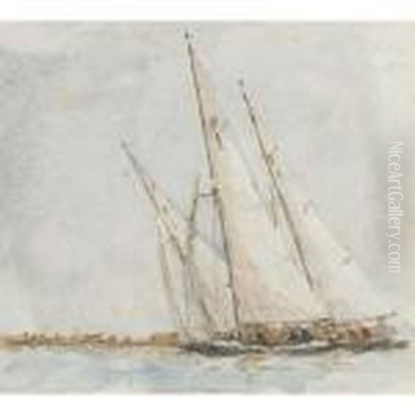 Studies Of Sailboats: Three Works Oil Painting by Arthur John Trevor Briscoe