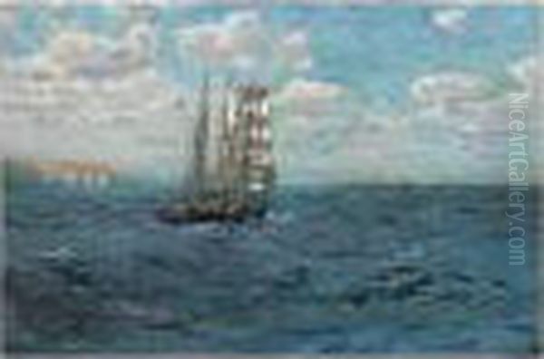 Barquentine Making Down The Channel Oil Painting by Arthur John Trevor Briscoe