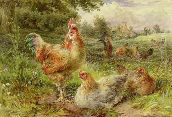 Cochin China Fowls Oil Painting by George Hickin