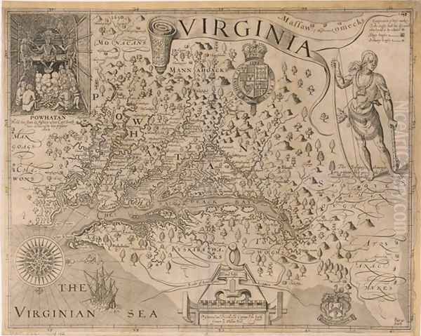 John Smiths Map of Virginia Oil Painting by William Hole