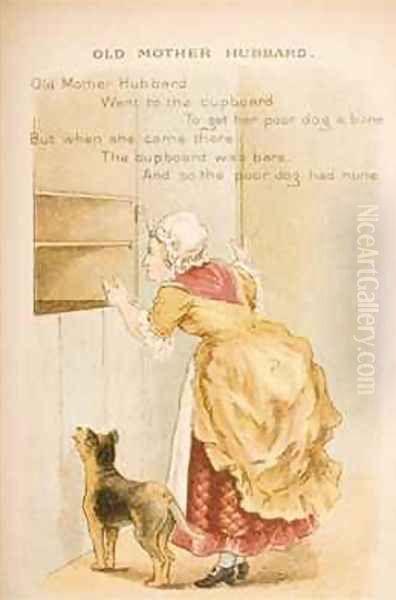 Old Mother Hubbard from Old Mother Gooses Rhymes and Tales Oil Painting by Constance Haslewood