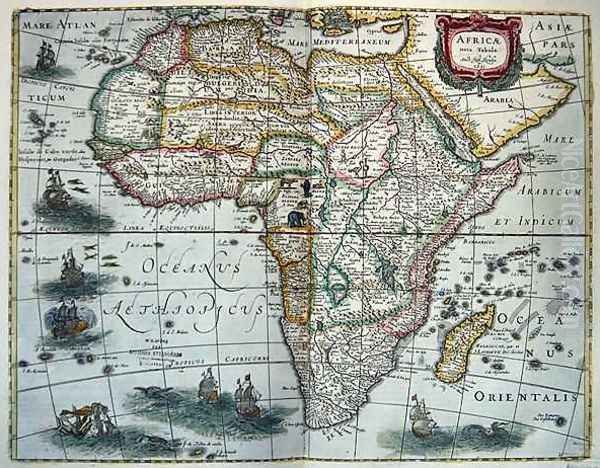 Map of Africa from Nova Tabula Africae Oil Painting by Henricus Hondius