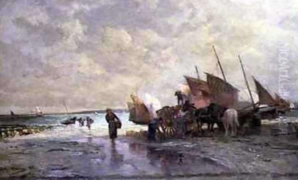 Shipping Scene Oil Painting by Jules Haienv