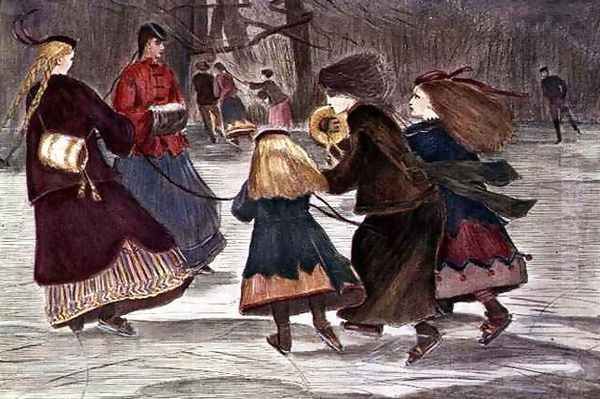 Skating in Winter Oil Painting by Winslow Homer