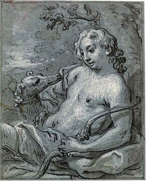 Adonis resting with his dog Oil Painting by Claude-Guy Halle