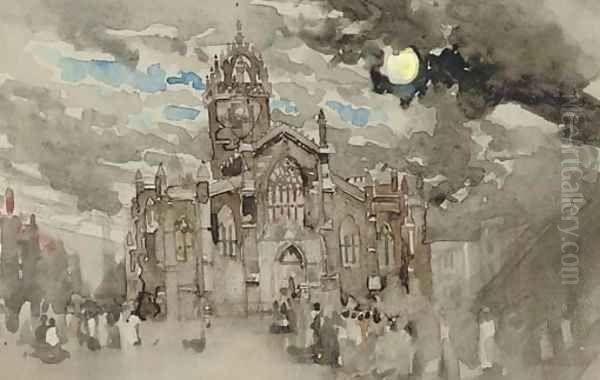 A procession at St Giles, Edinburgh Oil Painting by James Watterston Herald